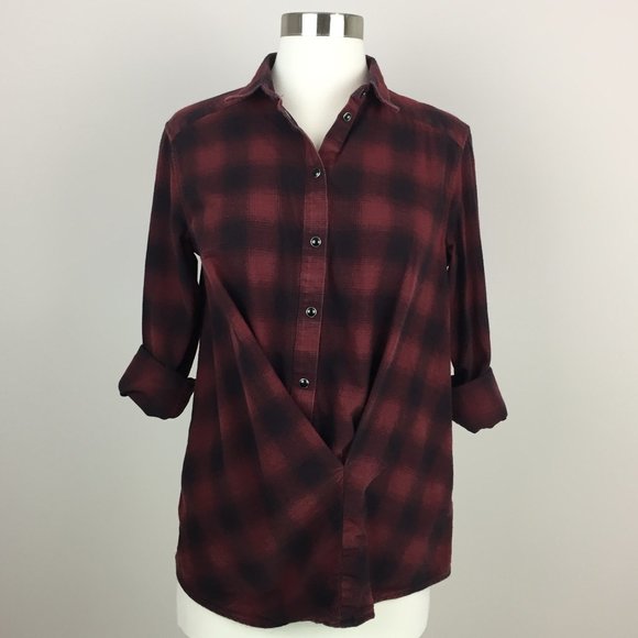 Allsaints Kayla Shirt Crossover Plaid Flannel 4 - Picture 9 of 9